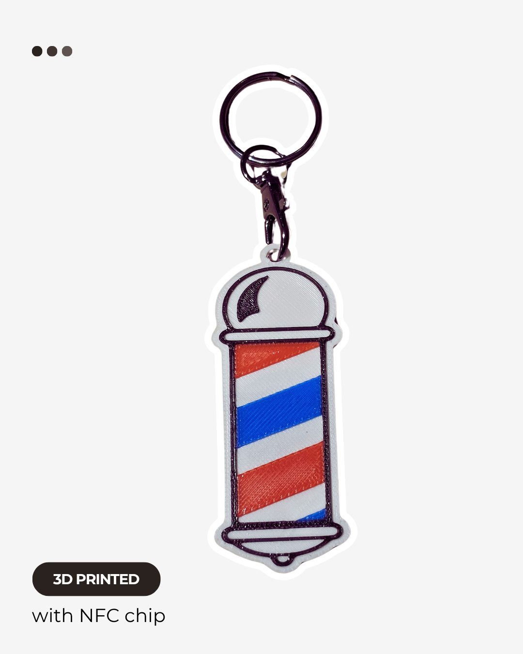 NFC Barber Pole keychain